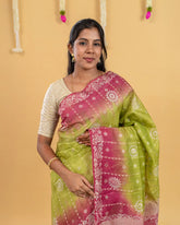 SC2894 - Raw Silk With Bandhini Design